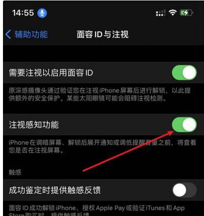 太白苹果14维修网点分享iPhone14注视感知功能有什么用 